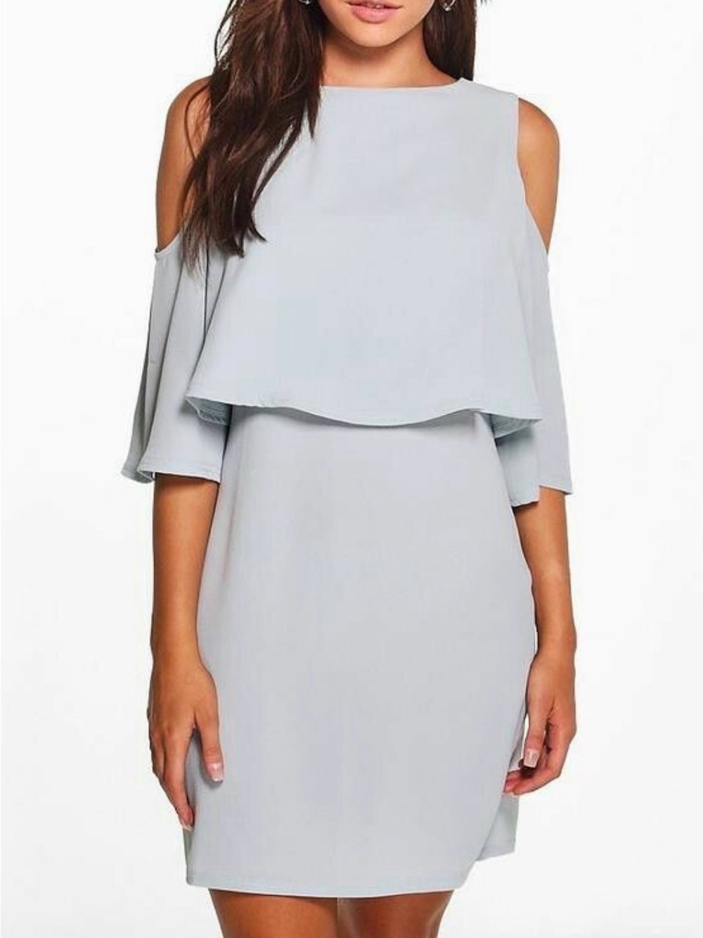 Boohoo Mint Cold-Shoulder Layered Midi Dress